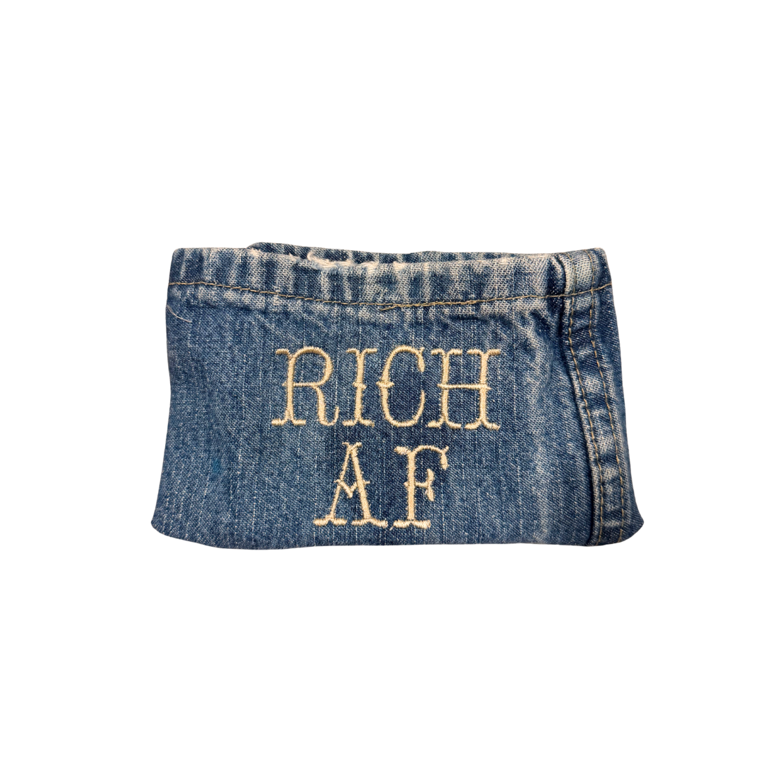Rich AF Reworked Denim Coin Pouch