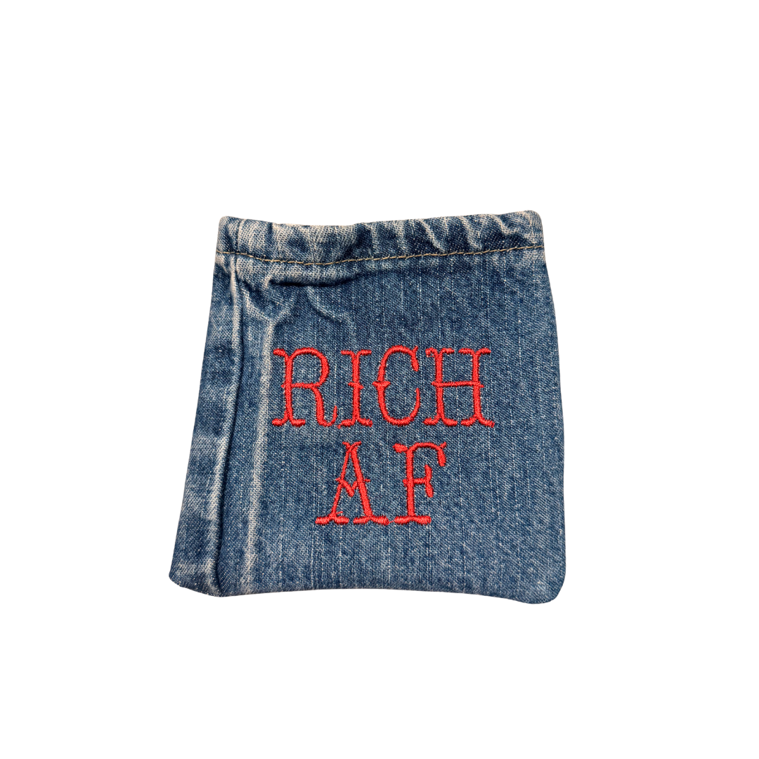 Rich AF Reworked Denim Coin Pouch