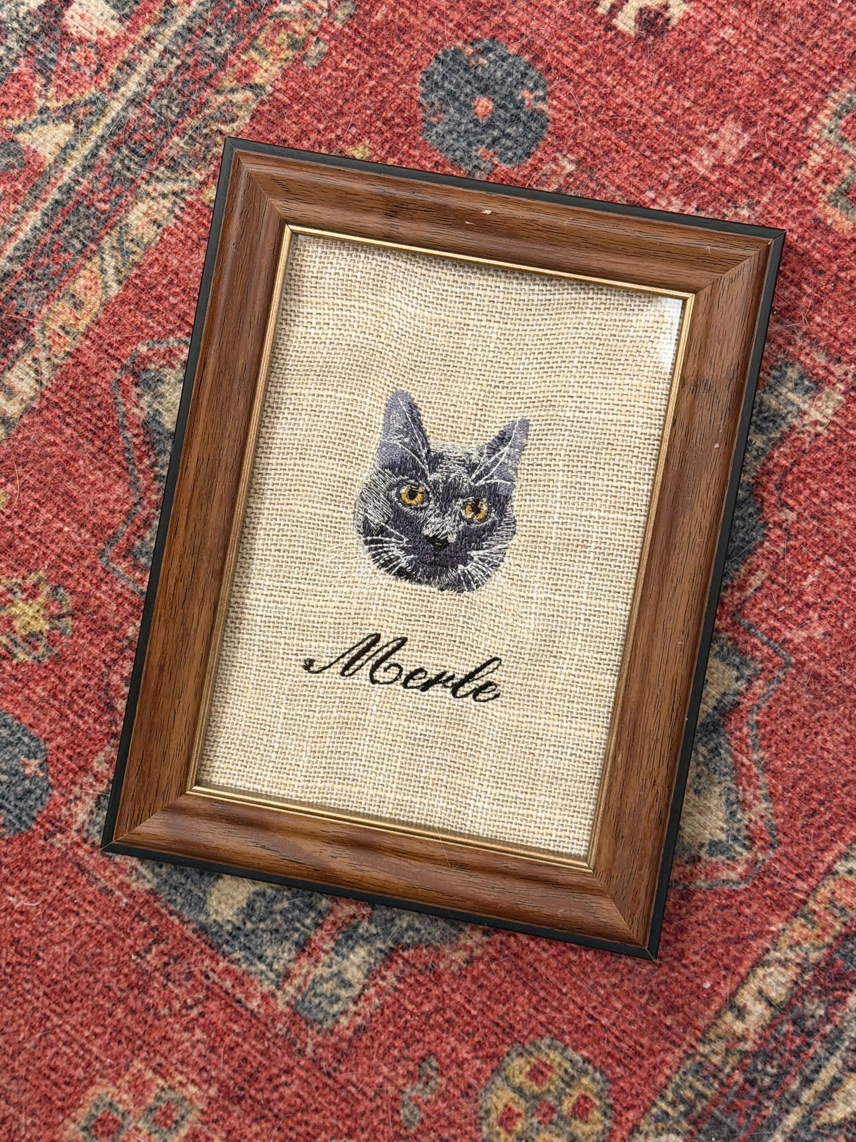 Framed Embroidered Pet Portrait