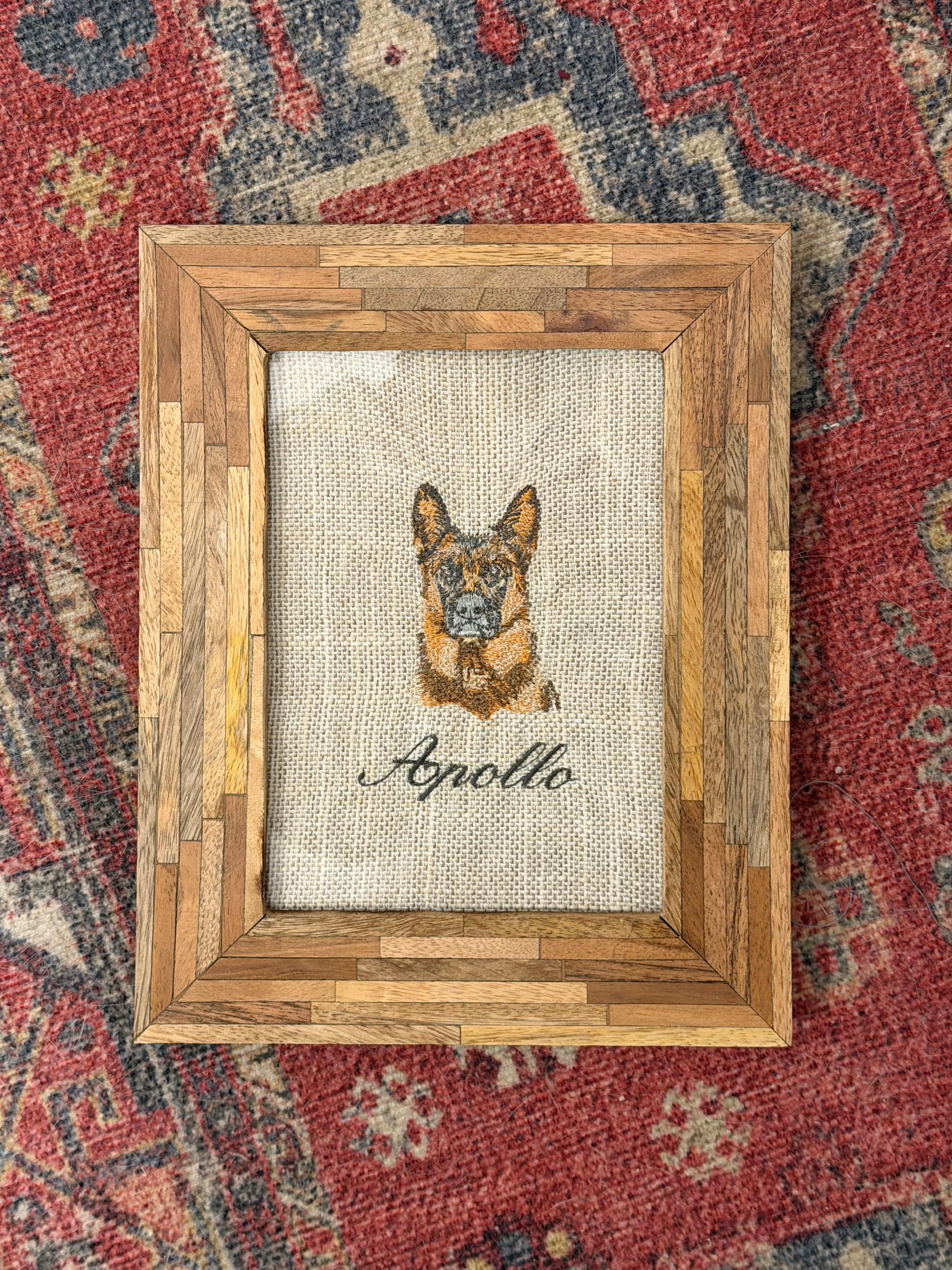 Framed Embroidered Pet Portrait