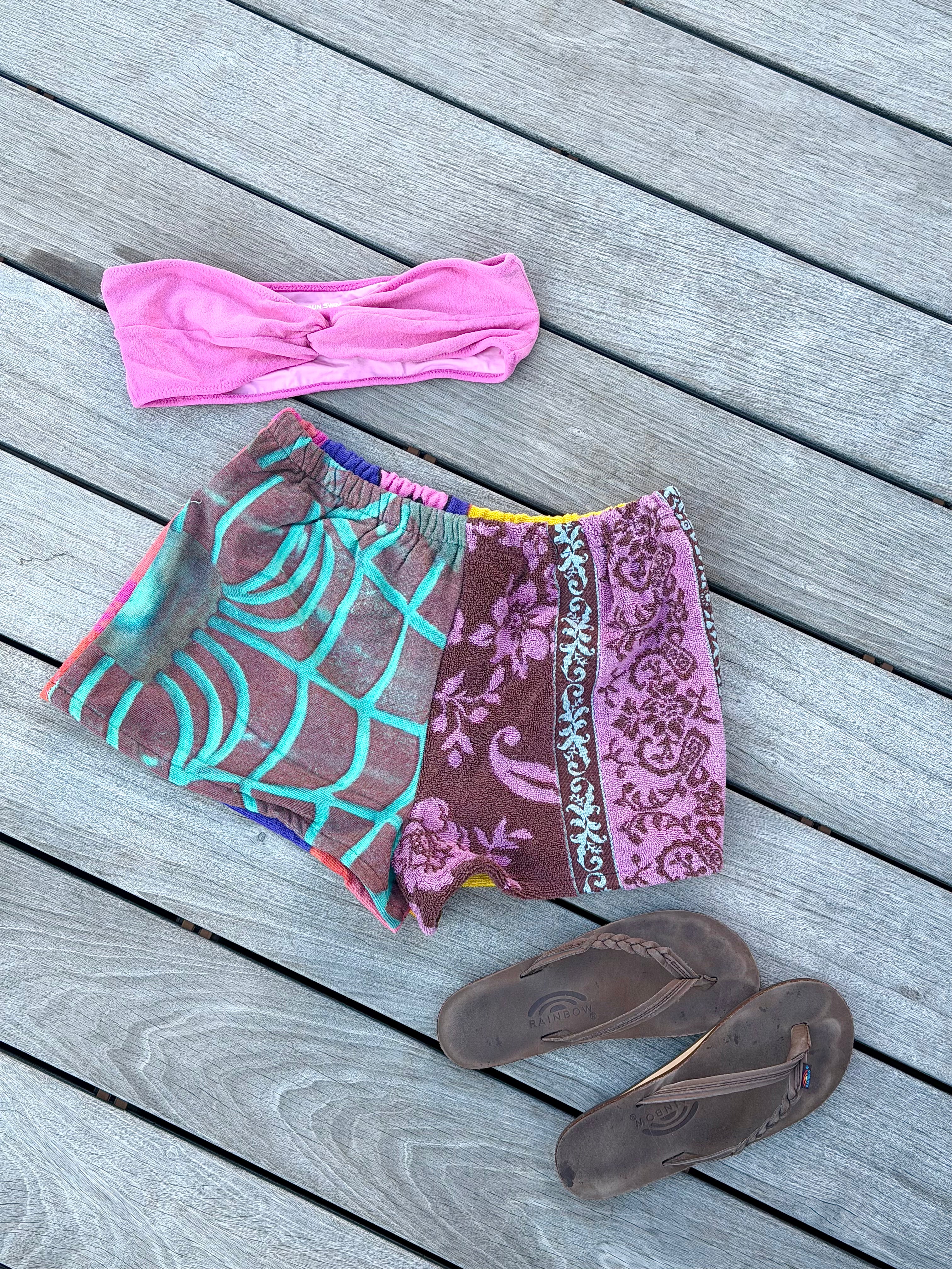 Josie Upcycled Towel Mini Shorts - S/M